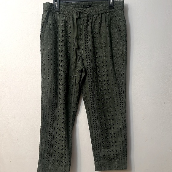 J crew military garden rainforest green eyelet pants size 12 - Picture 4 of 8